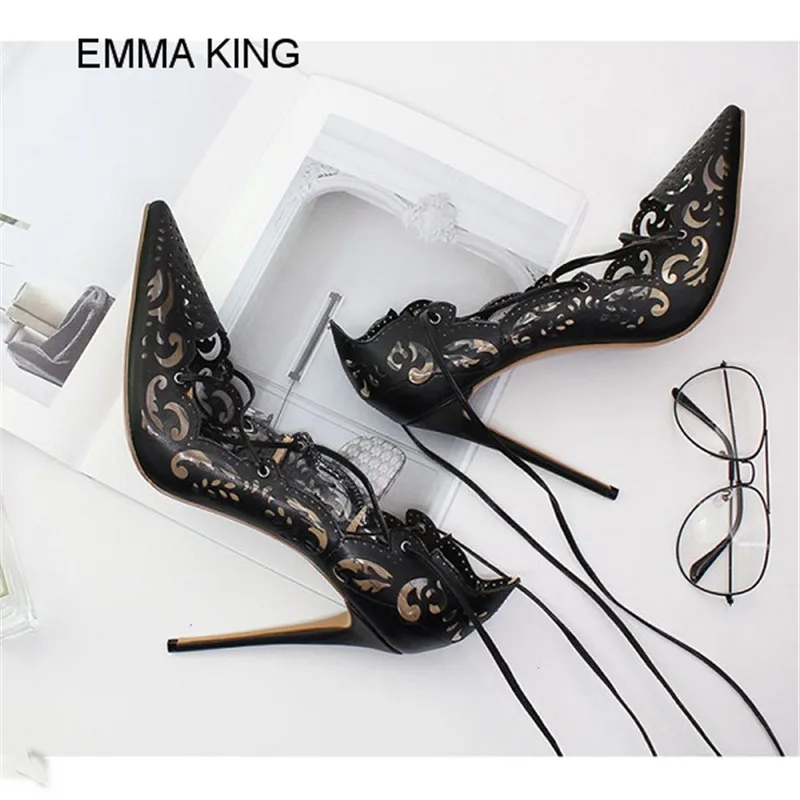 Emma king/элегантные женские туфли лодочки с лазерной резкой модельные на высоком
