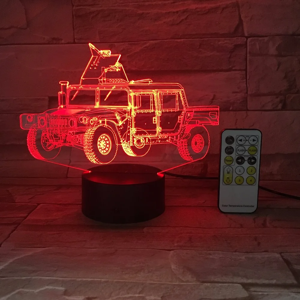 Военный грузовик автомобиль 3D Оптическая иллюзия настосветильник лампа