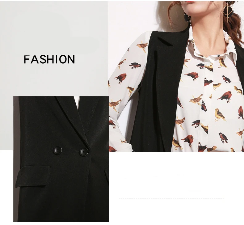 Высококачественный костюмный жилет черный женский длинный стильный новый тренд