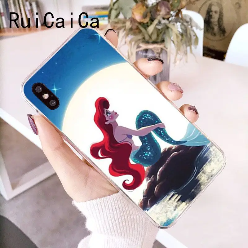RuiCaiCa Принцесса Ариэль Русалочка ТПУ мягкий резиновый чехол для телефона iPhone 5 5Sx 6