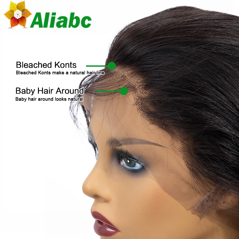 Aliabc волосы бразильские прямые 360 кружева спереди al закрытие remy 100% человеческие