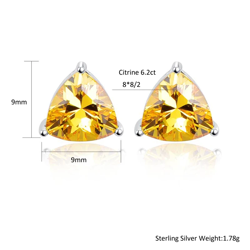 Женские Треугольные Серьги BONLAVIE 6 2ct из натурального желтого цитрина серьги