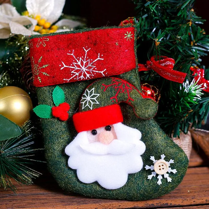 5pcs Gift For New Year Christmas Decor Party Decorations Santa Claus Stocking Candy Socks Gifts Bag Home | Дом и сад
