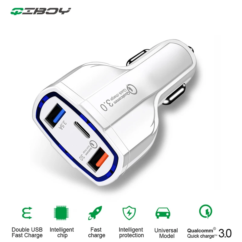 Двойной USB Quick Charge QC3.0 автомобильное зарядное устройство для iphone Xiaomi pocophone f1 huawei samsung мобильный телефон Быстрая Зарядка адаптер в сотовом