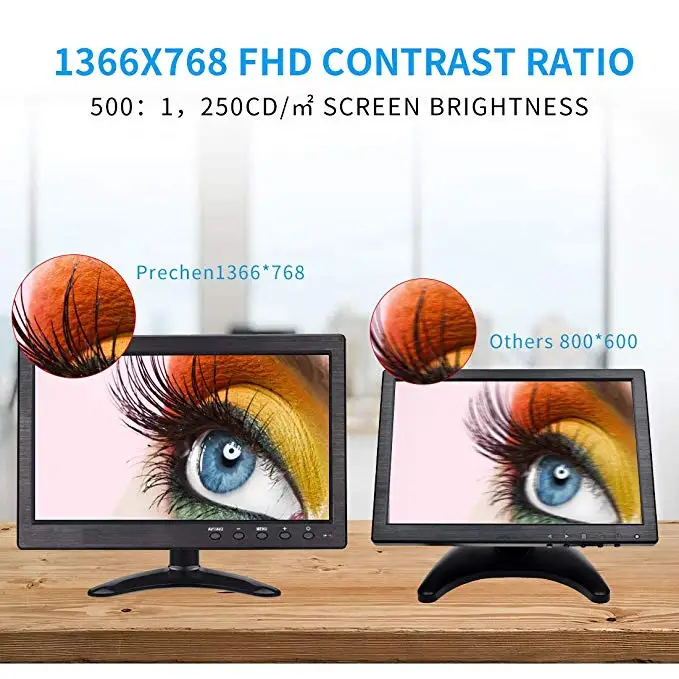 10,1 дюймов 1280x800 ЖК-дисплей нашим сенсорным мини-компьютер Дисплей светодиодный Экран 2 канала видео Вход безопасности для контроля уровня сахара в крови с Динамик VGA HDMI