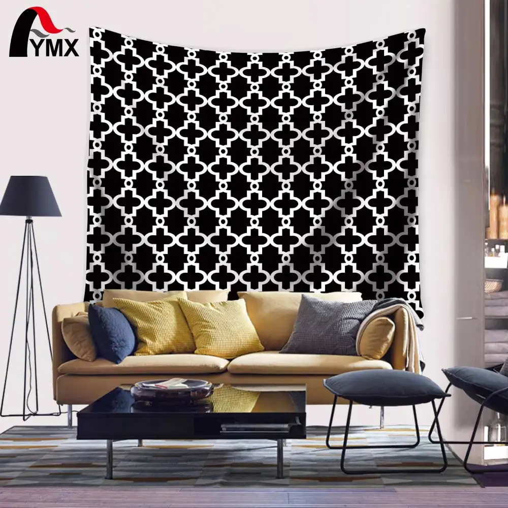 Японский гобелен занавеска на дверь длинная сине белая клетчатая льняная