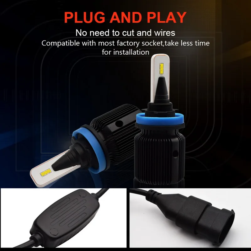 

Safego 2pcs H11 led H8 H9 LED Car Headlight Bulbs J1 40W 8000LM auto Led Light Beam 12V 24V 6500k Super Bright Automobile