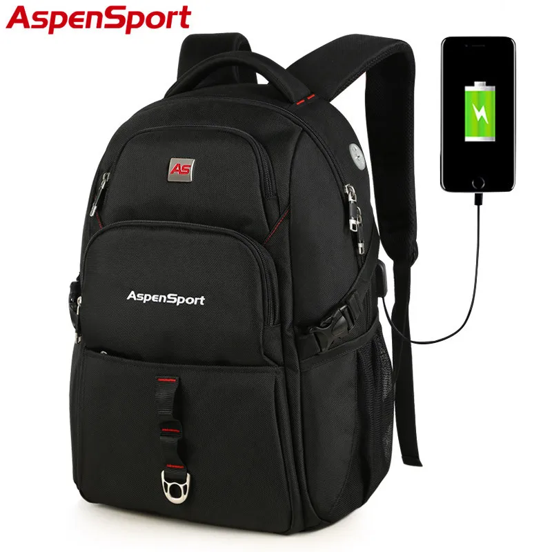 AspenSport рюкзаки для мужчин с USB зарядкой и защитой от кражи ноутбука мужские
