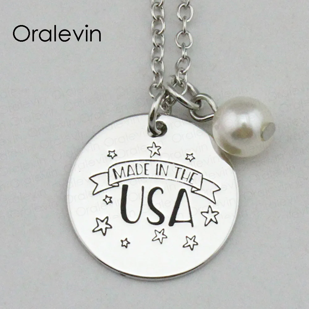 

MADE IN THE USA Inspirational Hand Stamped Engraved Custom Charm Pendant Chain Necklace Jewelry,18Inch,22MM,10Pcs/Lot, #LN2304