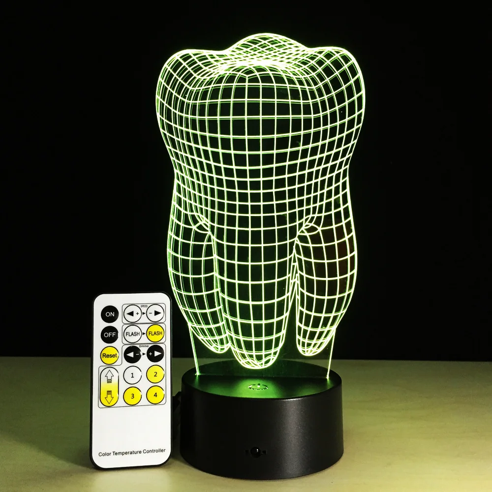 Зуб 3D ночник RGB съемный светильник настроения светодиодный светильник DC 5 в USB декоративная лампа с пультом дистанционного или сенсорного управления больничный Декор