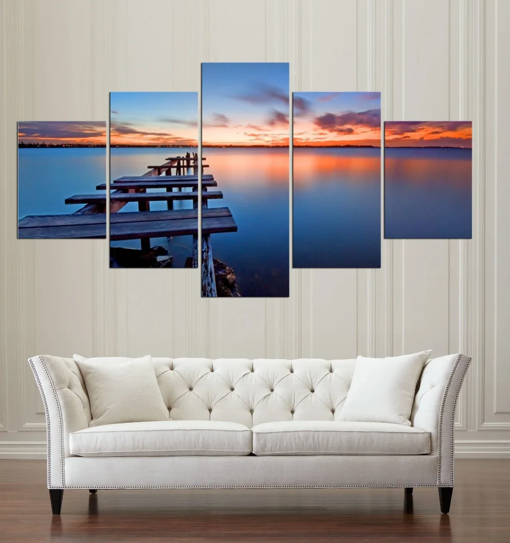 Старый Док Холст Настенная Живопись Искусство Игры 5 Шт. Печать Home Decor Picture Panels