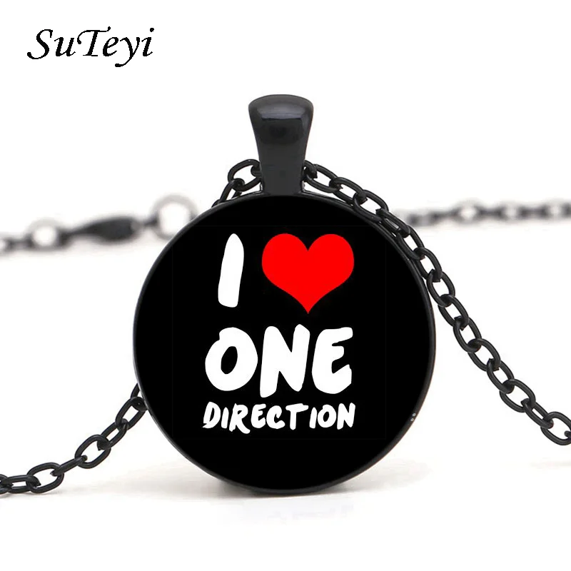 Модный Круглый бижутерия со стеклянными кабошонами One Direction ID массивные ожерелья