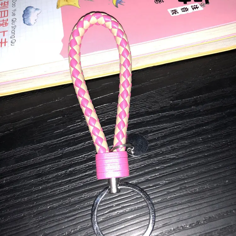 hotpink kaqi 40 цветов, сумки, брелки, плетеные кожаные веревки, ручной работы, тканые брелки, кожаный брелок для ключей, держатель для автомобильных брелков - Цвет: hotpink kaqi