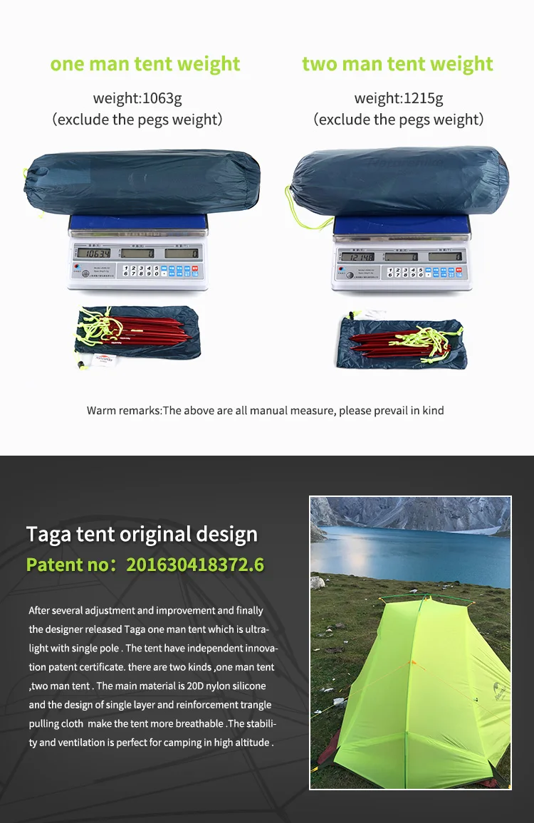 Naturehike 1 человек 2 человек походная палатка для кемпинга на открытом воздухе сверхлегкие палатки для кемпинга легкое лучшее снаряжение для лагеря
