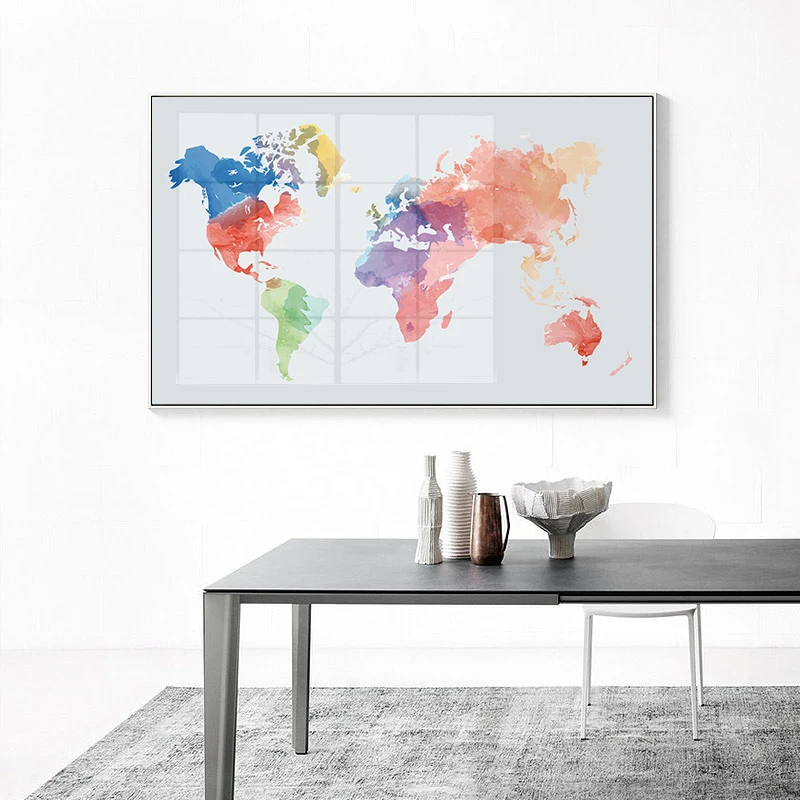 Abstract Watercolor World Map Canvas Painting Nordic Posters And Prints Wall Art Paintings For Living Room Decor | Дом и сад