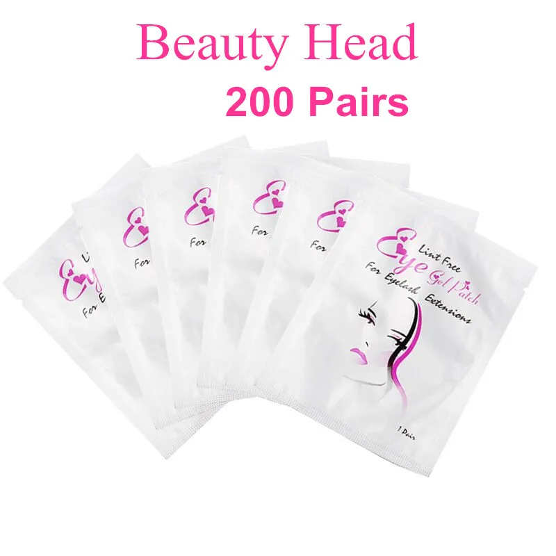 200Pairs Beauty Head 50/100/200 пар безворсовой глаз расширений гель колодки бумажные патчи для ресниц наклейки Патчи под подушка для глаз для 3D объем ресниц для наращивания - Длина: 200Pairs Beauty Head