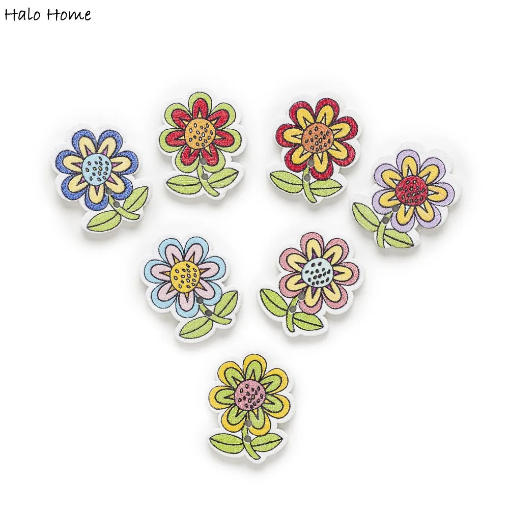 30 шт подсолнуха деревянные кнопки для шитья скрапбукинга дома ручной работы