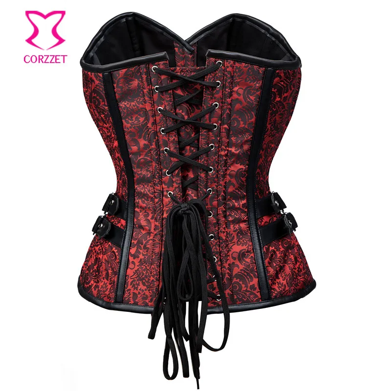 Красный и черный готический корсет для вечеринок сексуальные корсеты бюстье