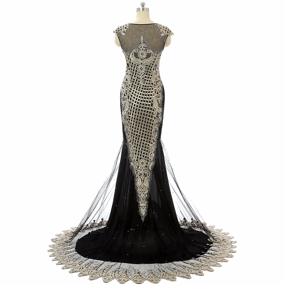 Forevergracedress уникальный роскошный черный платье для выпускного вечера Русалка Sheer Средства ухода за кожей шеи бисером Длинные официальная Вечеринка платье плюс Размеры