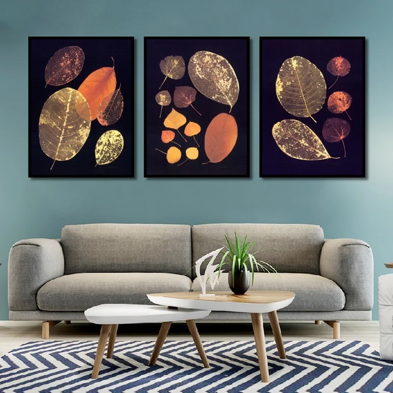 Креативная Ретро Картина на холсте с листьями в скандинавском стиле украшение