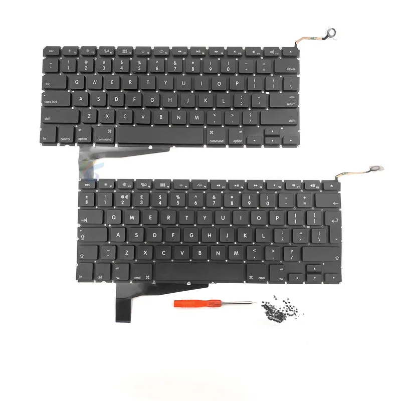 Новая клавиатура A1286 US UK для Macbook Pro 15,4 дюймов A1286 Клавиатура для ноутбука+ винт+ отвертка 2008 года