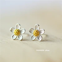 daisies new real 925 sterling silver flower stud earrings for women lady earring elegant sterling silver jewelry brincos