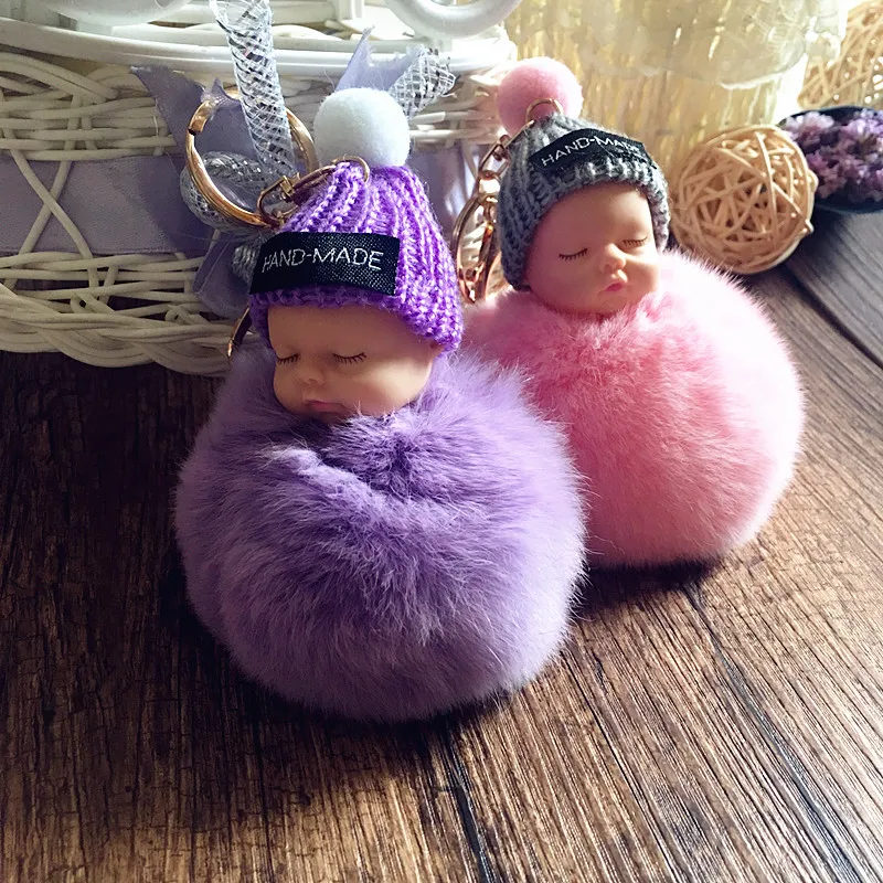 Спящая кукла маленькая игрушки для девочек подвеска в сумку помпон плюшевая