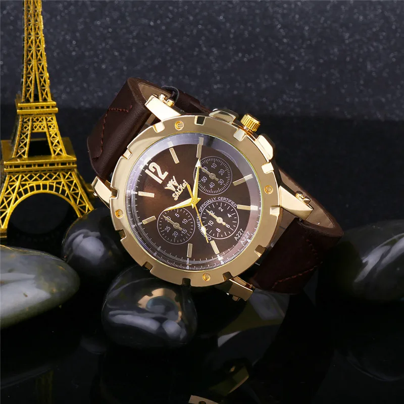 Мужские часы с тремя часами Reloj Mujer деловые модные кварцевые большим циферблатом