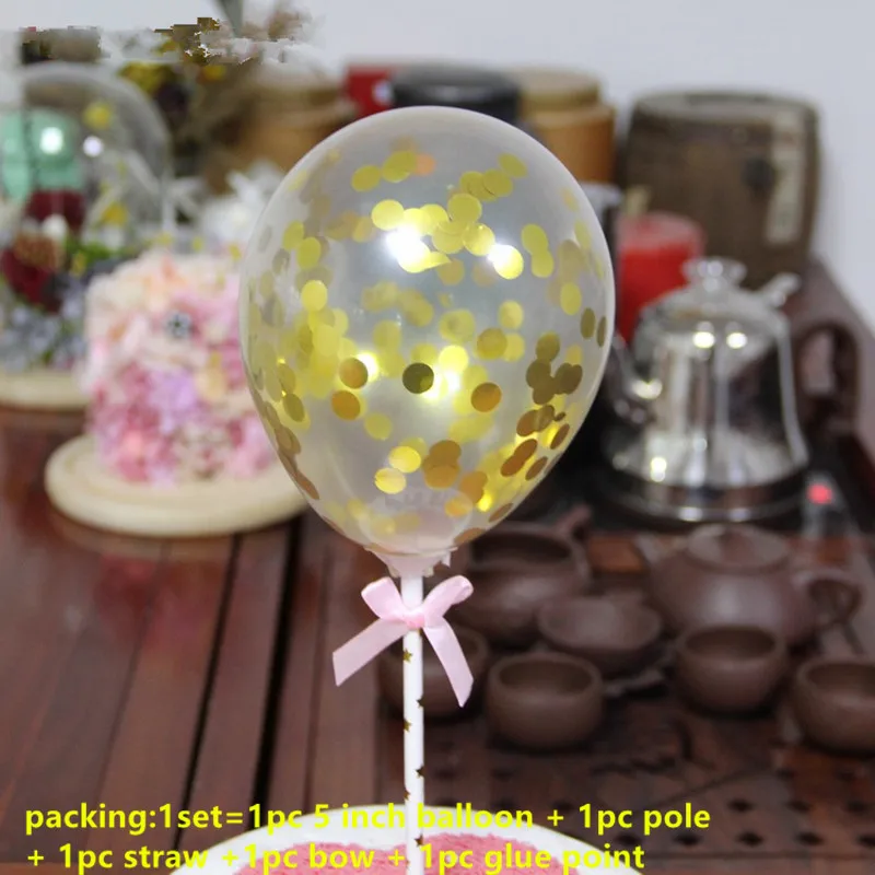 1set gold balloon Украшения для детского душа Фламинго Топпер для торта первый день рождения украшения для детей и взрослых украшения для свадебного торта Крылья Ангела - Цвет: 1set gold balloon