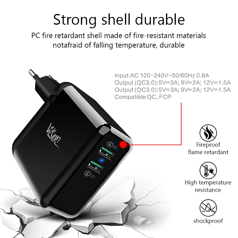 VVKing 2 USB зарядное устройство 36 Вт Быстрая зарядка 3,0 быстрое зарядное устройство для iPhone samsung Galaxy s9 Xiaomi huawei LG телефон двойной QC3.0 зарядное устройство