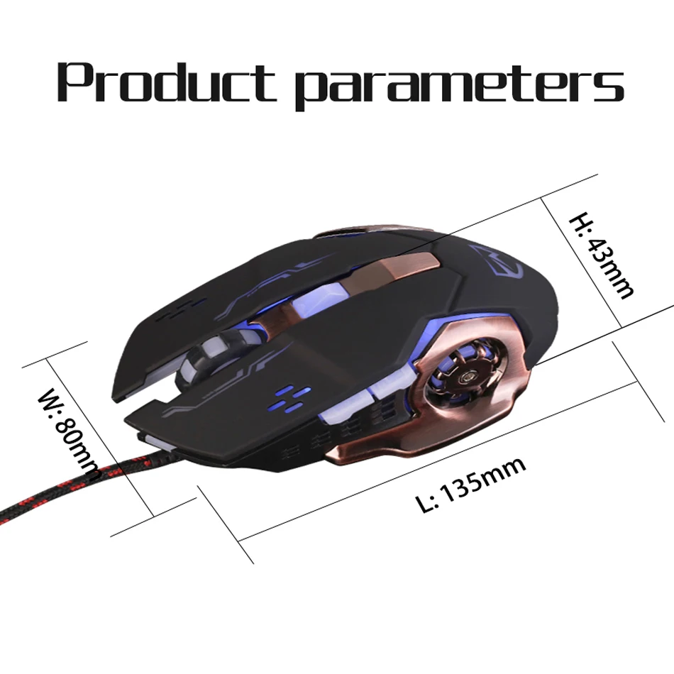 Новая Механическая игровая мышь с подсветкой, проводная USB 3200 dpi, подсветка для макросъемки, компьютерная мышь с подсветкой для Pro Gamer