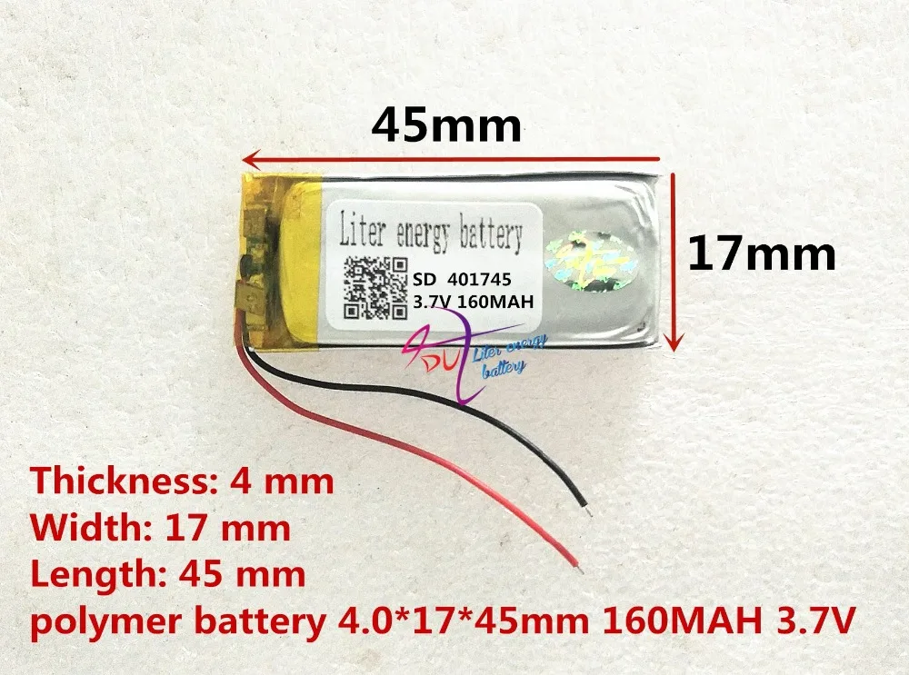 Полимерный 401745 3 7 в 041745 160 мАч Bluetooth аудио цифровые часы Автоспуск сухая литиевая