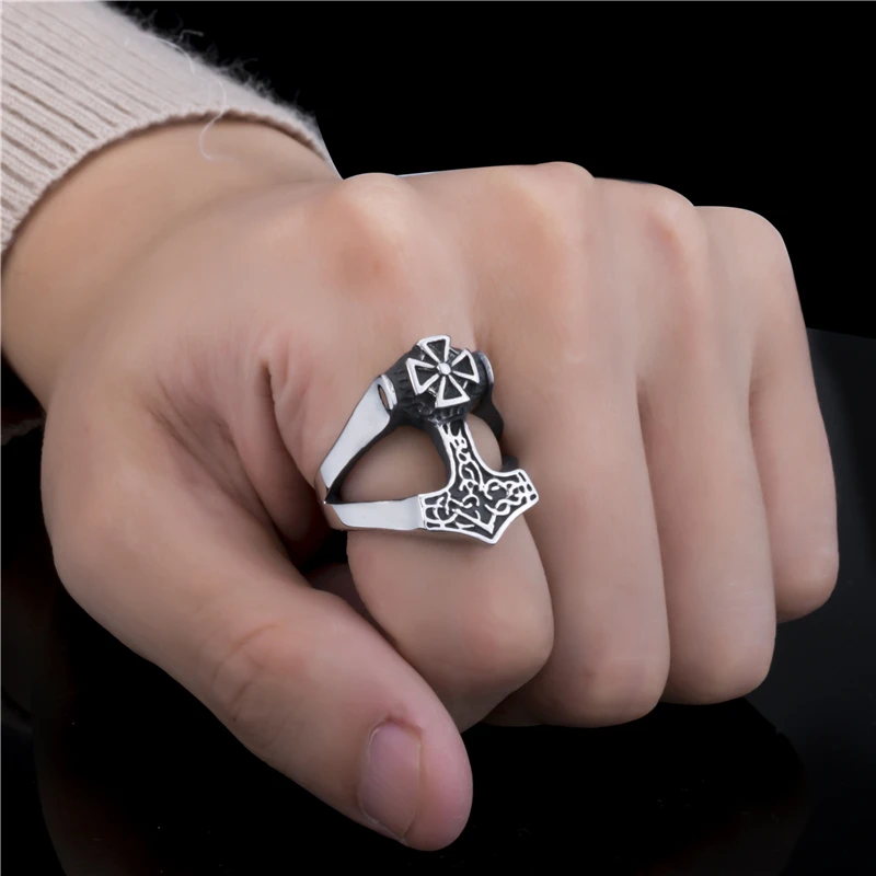 Мужское кольцо из нержавеющей стали крест Viking Mjolnir Magick Thor's Hammer оптовая продажа