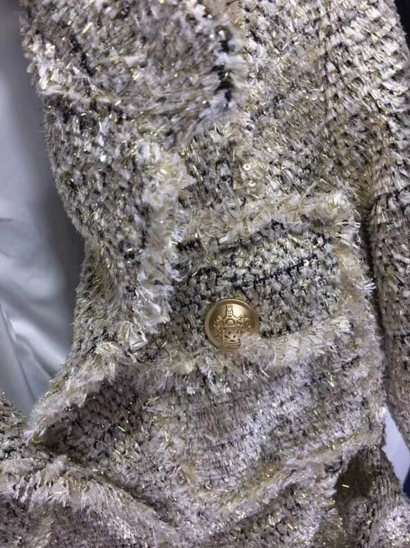 Роскошный брендовый женский костюм осенняя одежда из шерсти и шелка золотого