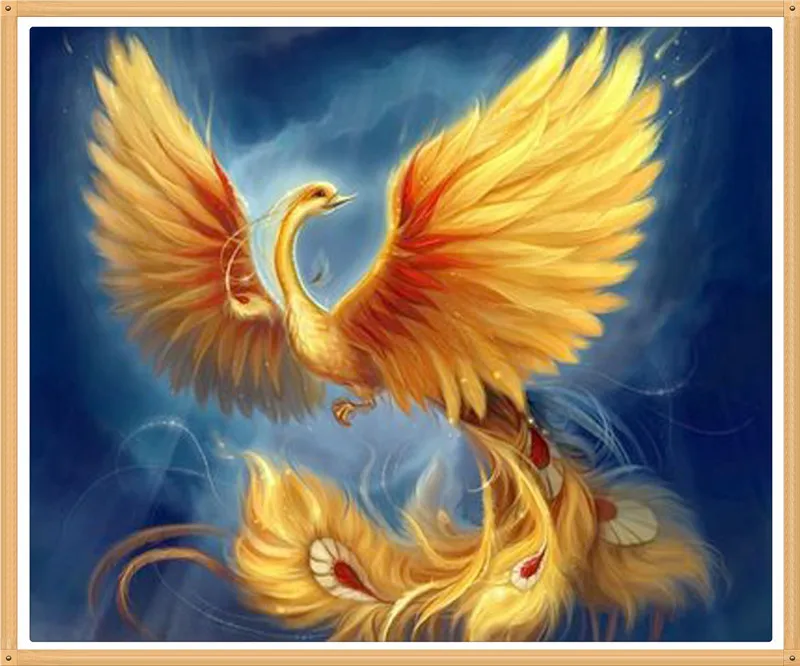 

Of flying Golden Fire Phoenix 50X60cm Colored diamond painting cross stitch embroidery full diamond Handmade home decoration