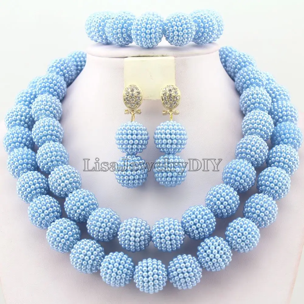 

Summer Style Nigerian Wedding Bridal Indian Beads Jewelry Sets African Jewelry Beads Necklace Sets HD3257