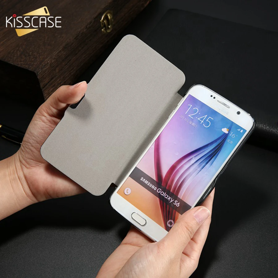 Чехол книжка KISSCASE для Samsung S6 чехол телефона с магнитной пряжкой тканевый Galaxy