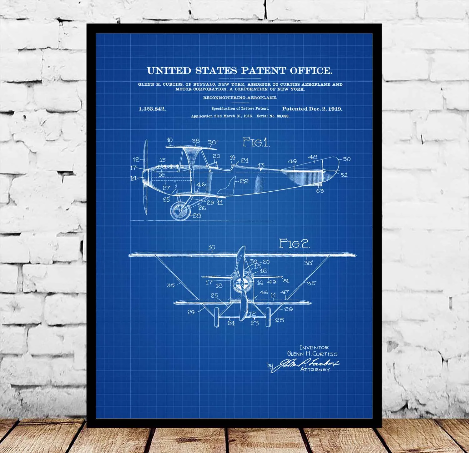 Curtiss 1919 рекогносцирующий биплан патент проект постер|Рисование и каллиграфия| |