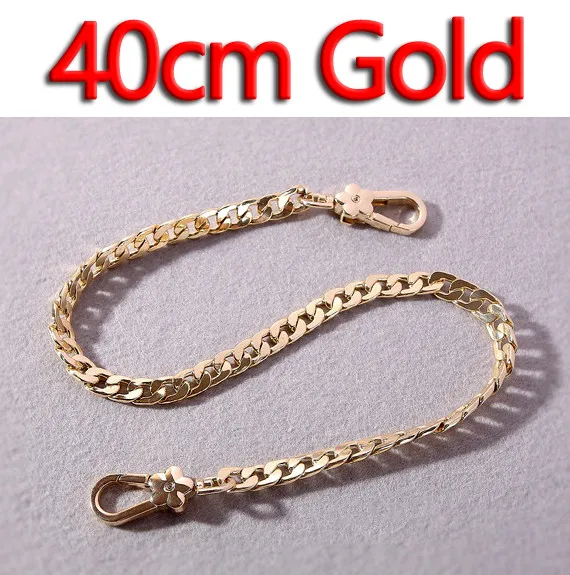 40cm Gold DIY металлическая сменная цепь, наплечная сумка, ремни 9 мм, золото, серебро, черный пистолет, матовая бронза, сумочка, кошелек, ручка, высокое качество - Цвет: 40cm Gold