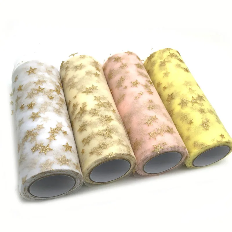 Star Tulle Roll Tutu In Girls Skirts Or Table Background Decoration DIY Flower Gift Wrap Ribbon For Baby Shower Wedding 15CM*10Y | Дом и сад