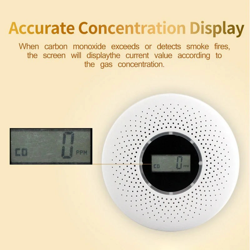 2 in 1 CO Smoke Detector Gas Analyzer Fire Protection Portable Alarm Sensors For Home Security System | Инструменты