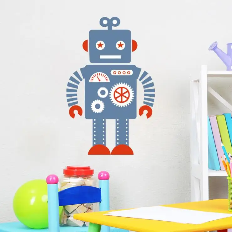 Мультяшные детские наклейки на стену с роботом для детской комнаты Детская