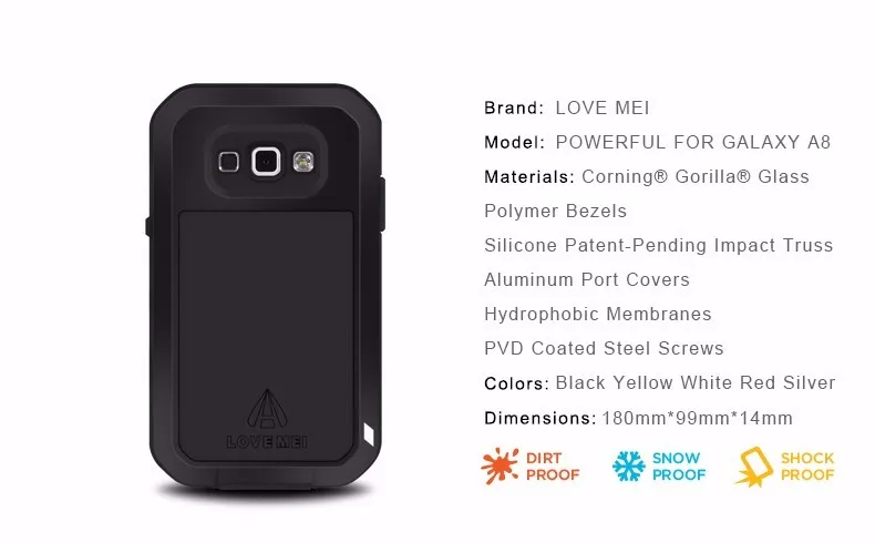 A8 LOVE MEI Life Водонепроницаемый металлический чехол для телефона для SAMSUNG Galaxy S6 S7 Edge Plus Примечание 7 3 5 4 край A3 A5 A7 A9 АЛЬФА