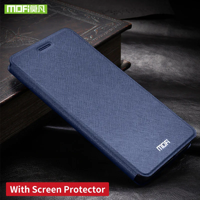 Для Xiaomi Mi 8 Lite чехол для Xiaomi Mi 8 Lite чехол силиконовый 360 Роскошный кожаный флип Mofi для Xiaomi Mi 8 Lite чехол - Цвет: with screen glass