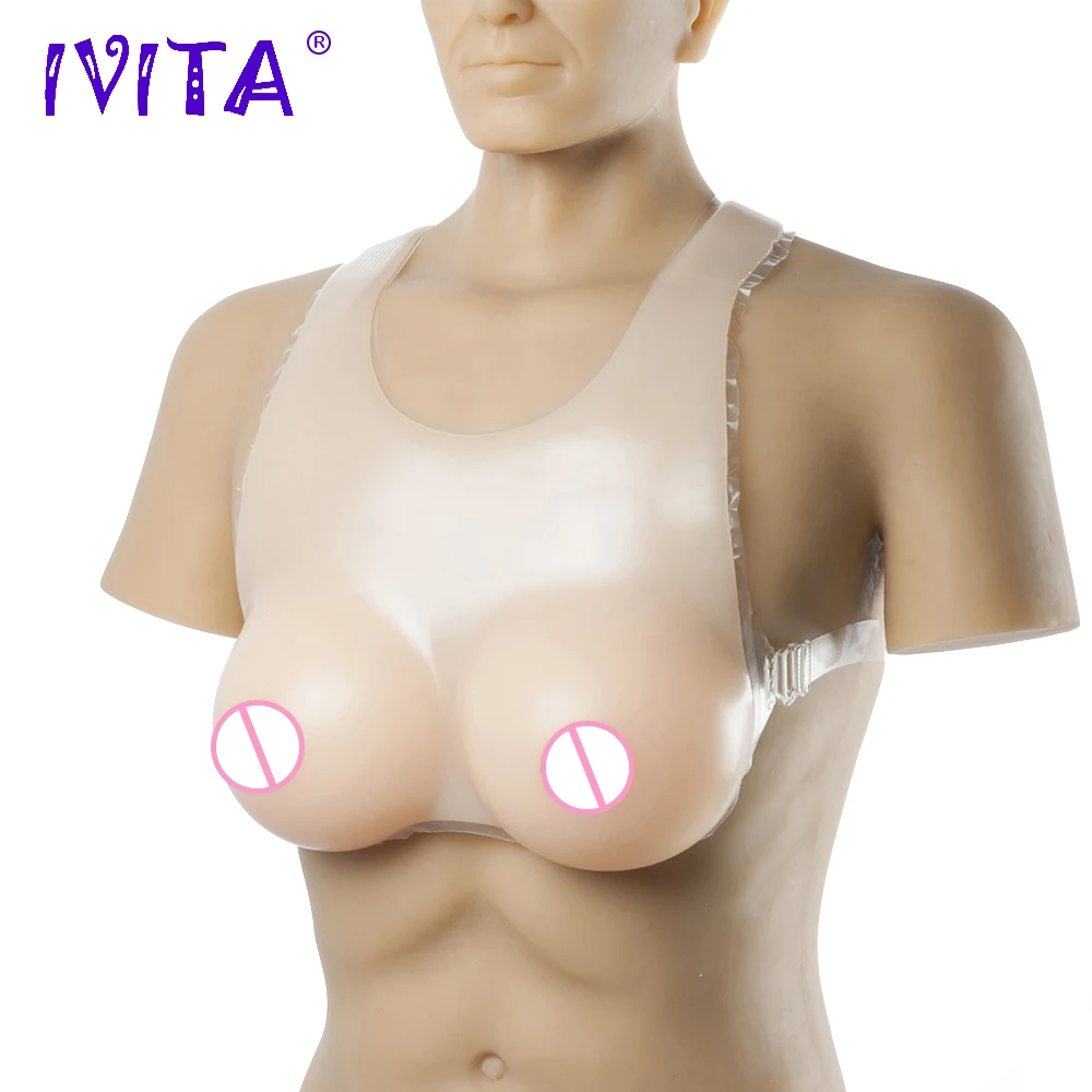IVITA 3200g реалистичные силиконовые формы груди с бретельками для трансвеститов