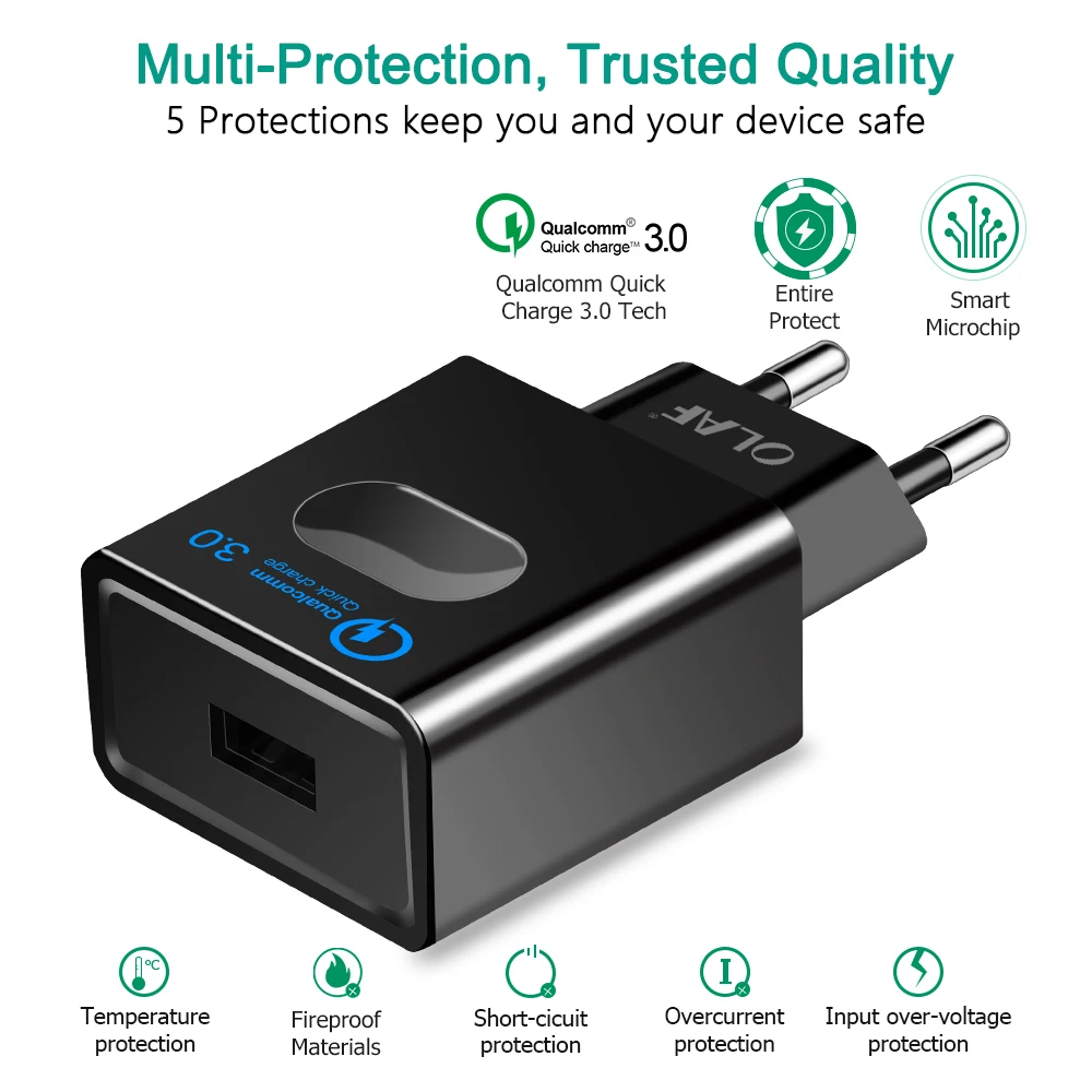 Зарядное устройство Olaf Quick Charge 3 0 мобильный телефон с вилкой EU/US/AU Для iphone qc