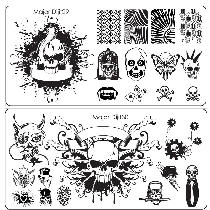

New 1 Pcs Halloween Skull Design Nail Stamping Plates Image Stamping Nail Art Manicure Template Stencils Polish Tools