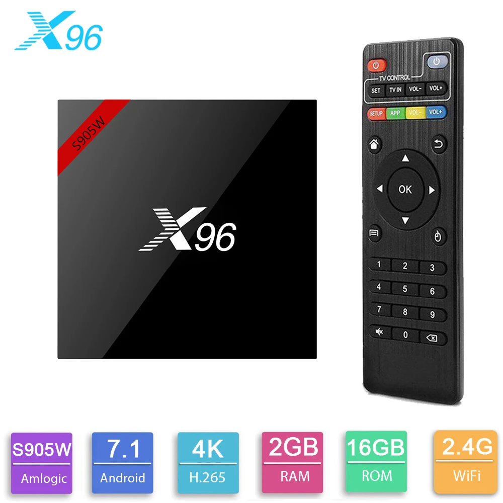 X96 Android TV Box Amlogic S905W Smart BOX четырехъядерный 1 ГБ/2 Гб RAM 8 ГБ/16 ГБ ROM HD2.0 поддержка 4K