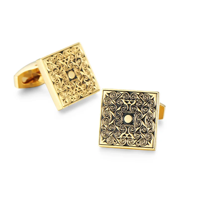 

HYX Luxury shirt Golden pattern cufflink for mens Brand cuff buttons cuff links High Quality abotoaduras Jewelry