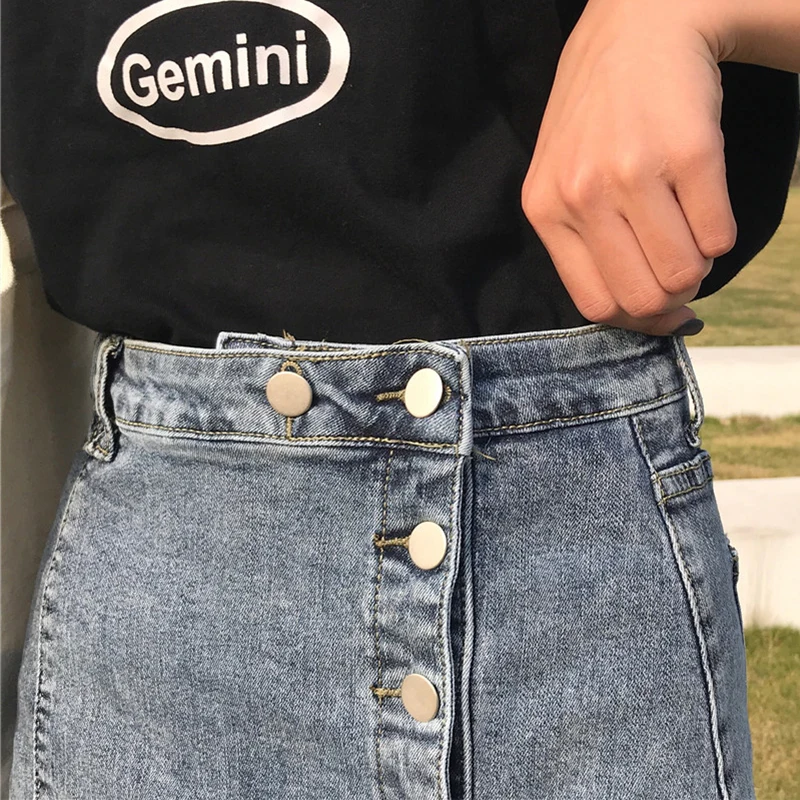 TIGENA, Модная Джинсовая юбка для женщин,, летняя, размера плюс, 5XL, мини, короткая джинсовая юбка, женская, высокая талия, трапециевидная, на пуговицах, юбка для школы